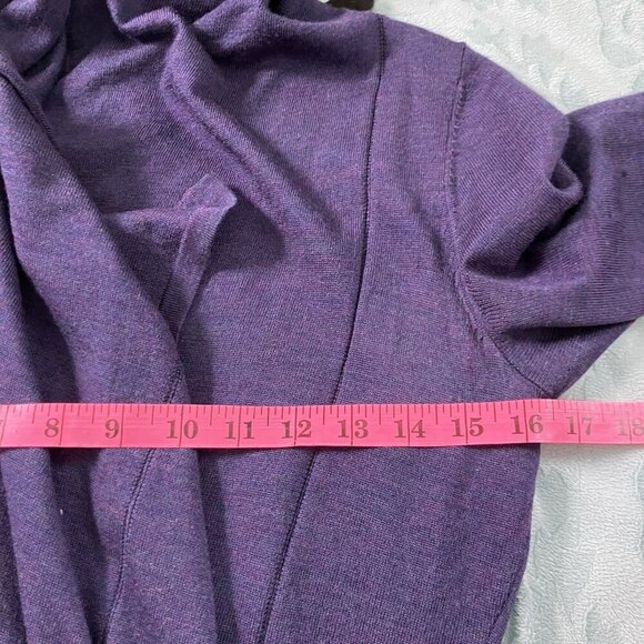 Ellen Tracy Cardigan Womens S Extra Fine Merino Wool Purple Waterfall Open Front - Picture 7 of 8